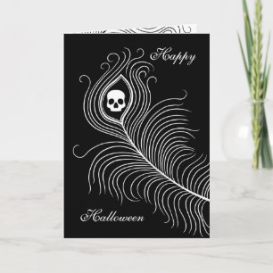 Carte Plumes de paon d'Halloween