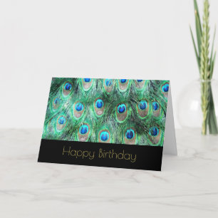 Carte Plumes de paon Exotique Anniversaire Aquarelle Sau