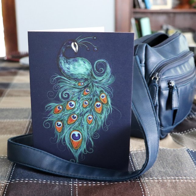 Carte Plumes de paon Peacocks Turquoises (Créateur téléchargé)