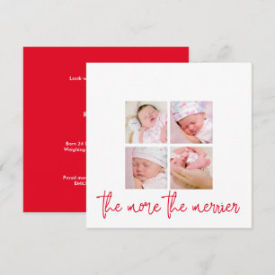Carte Plus Le Merrier 4 Photo Holiday Naissance Nouveau 