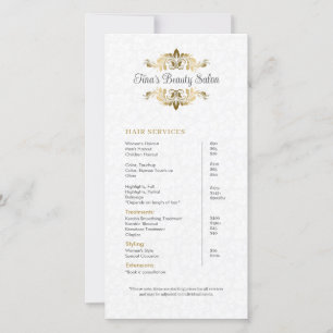 Carte Plush White Damask Gold Frame Liste de prix