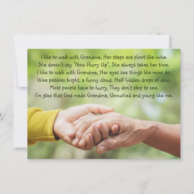 Carte Poem Grandmother Grandma Grandchild Inspirational  (Devant)