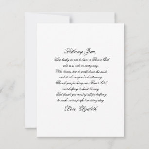 Carte Poem Merci Flower Girl Script