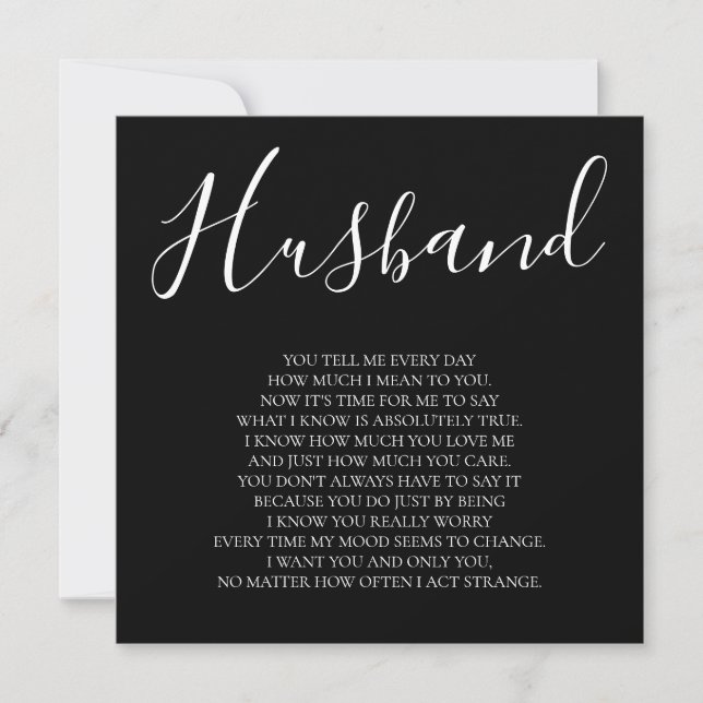 Carte Poème Black Husband de la femme (Devant)