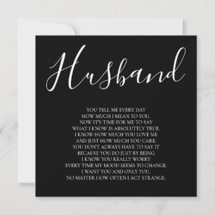 Carte Poème Black Husband de la femme