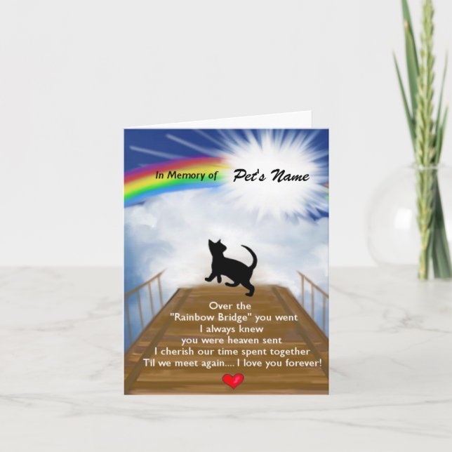 Carte Poème commémoratif de Rainbow Bridge pour chats (Devant)