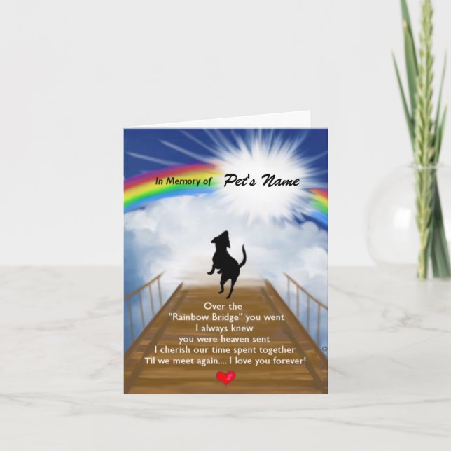 Carte Poème commémoratif de Rainbow Bridge pour chiens (Devant)
