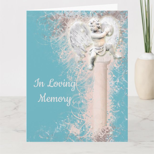Carte Poème Condolence | Cherub sur pilier PERSONNALISER (Devant)