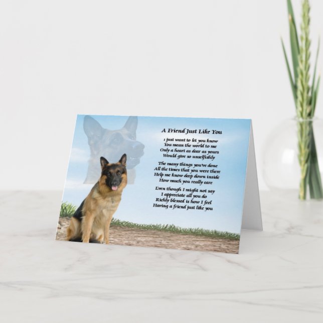 Carte Poème d'ami chien berger allemand (Devant)