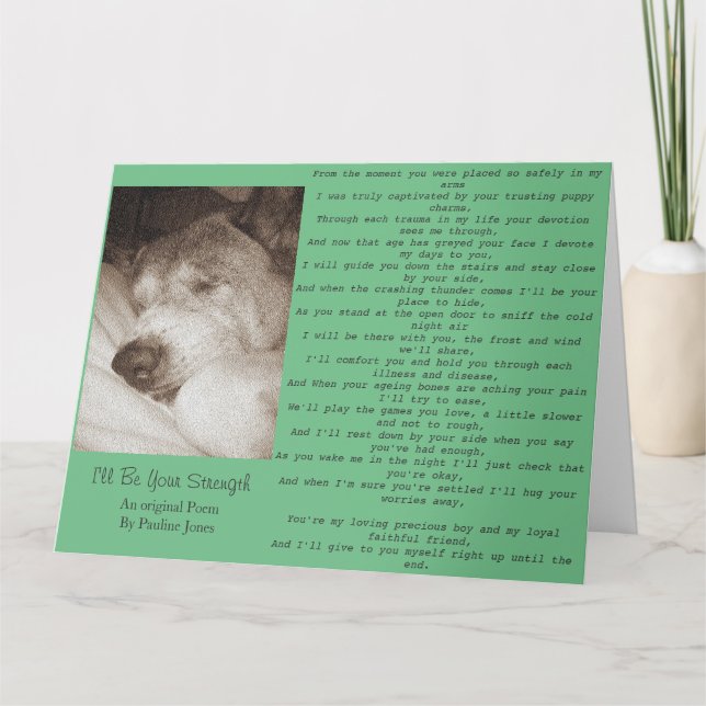 Carte poème de chien original loyal vieux animal sympath (Devant)
