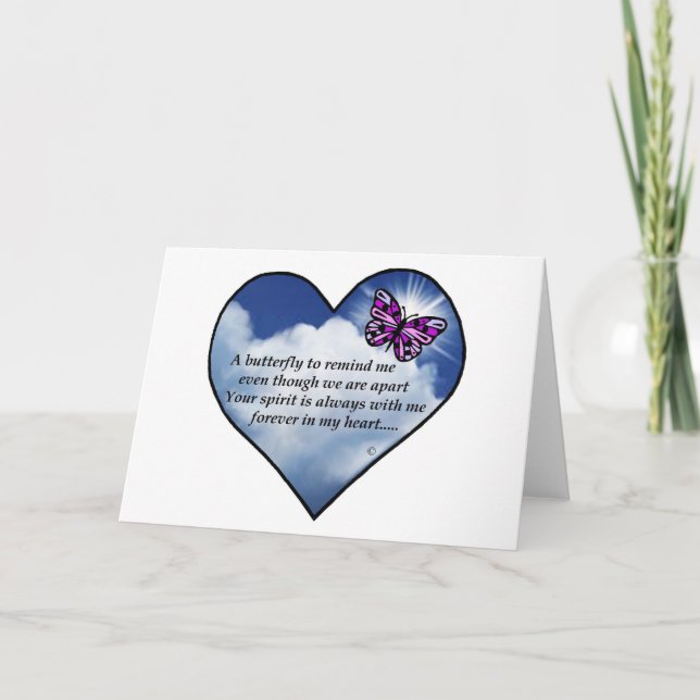 Carte Poème de coeur papillon (Devant)