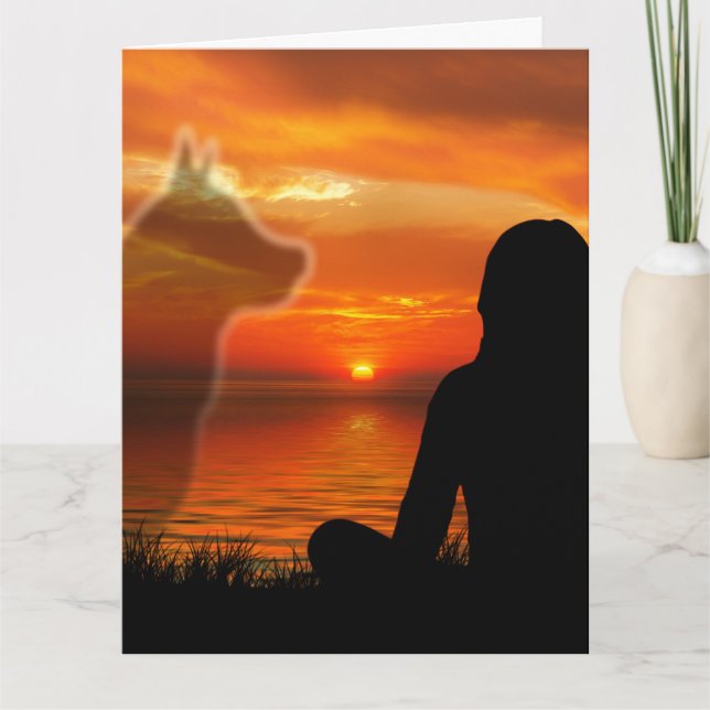 Carte Poème de coucher de soleil pour la sympathie du ch (Devant)