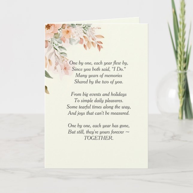 Carte Poème de l'anniversaire du Mariage floral (Devant)