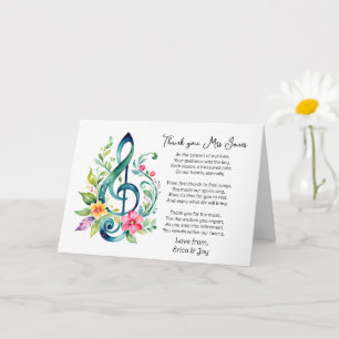 Carte poème de remerciement pour professeur de Musique