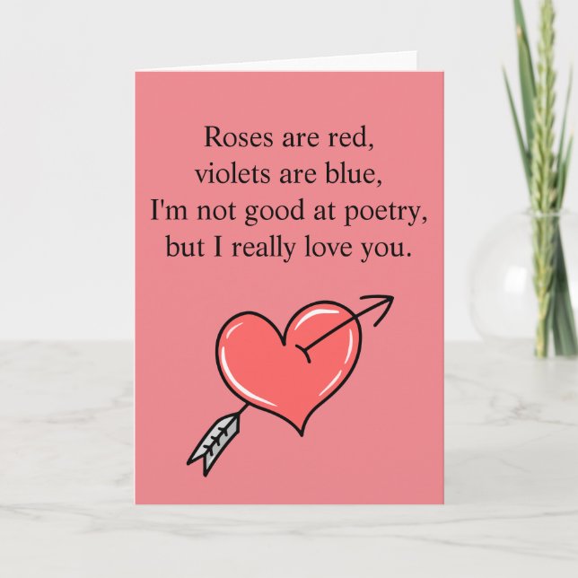 Carte Poème drôle de roses de la Saint-Valentin (Devant)