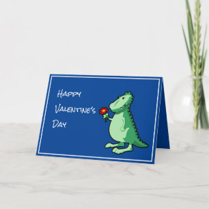 Carte Poème et mignon dinosaure Saint Valentin