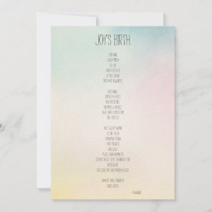 Carte Poème inspirateur de la naissance de Joy