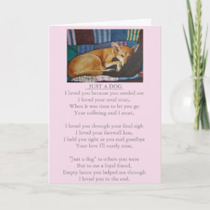 Carte poème original de sympathie pour chien et animal d