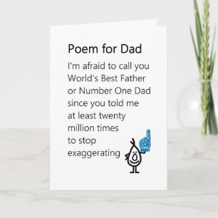 Carte Poème pour papa - un poème de Fête des pères drôle