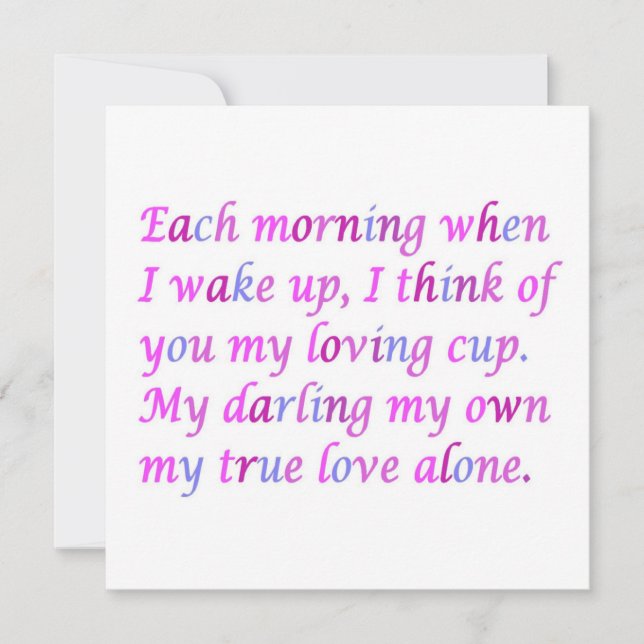 Carte Poème romantique pour votre véritable amour couleu (Devant)