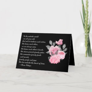 Carte Poème Sentimental Frère ou Soeur Noir et Rose