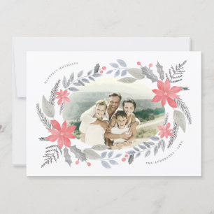 Carte Poinsettia Floral dessiné à la main Grain de vacan