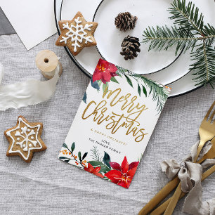 Carte Poinsettia Floral Joyeux Noël