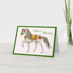 Carte Poinsettia Horse