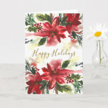 Poinsettias à l'aquarelle peintes à la main