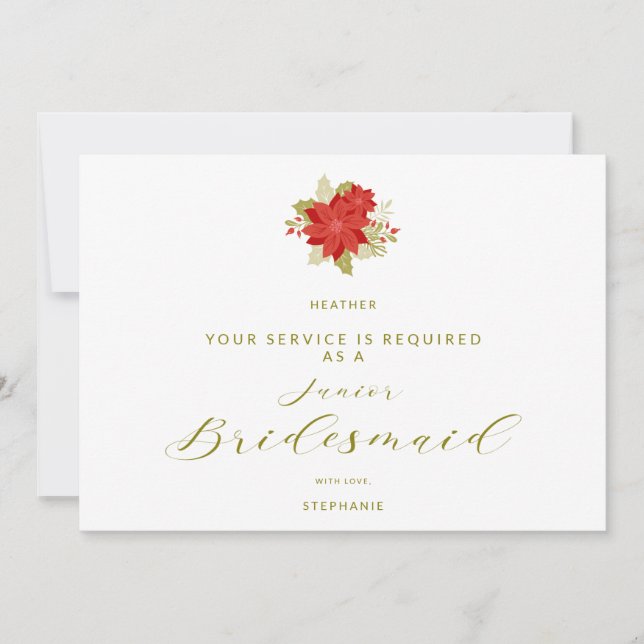 Carte Poinsettias Will You Be My Junior Bridesmaid  (Devant)
