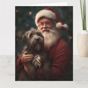 Carte Pointeur à poils durs Griffon Noël du Père Noël