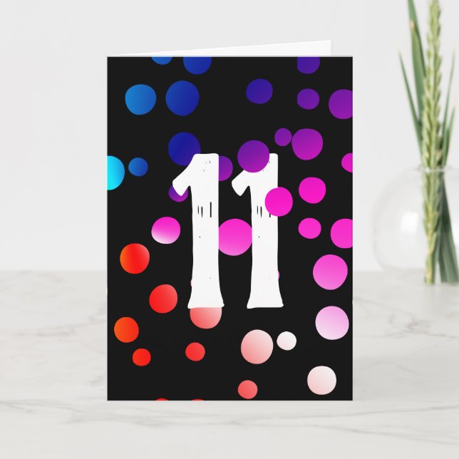 Carte Points arc-en-ciel du 11e anniversaire en noir (Devant)