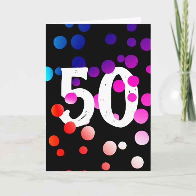 Carte Points arc-en-ciel du 50e anniversaire en noir (Devant)