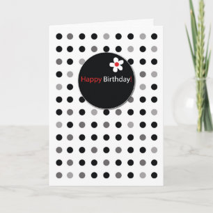 Carte Points noirs et rouges simples d'anniversaire