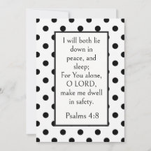 Points noirs, Psaume 4:8 Verset biblique, Paisible