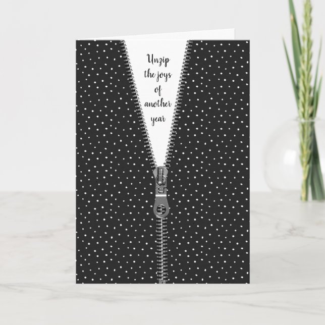 Carte Pois blancs avec Zipper pour Anniversaire (Devant)