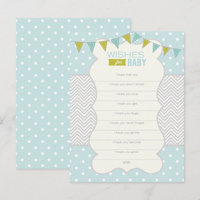 Carte Pois bleue verte Wives for Baby Card (Devant / Derrière)