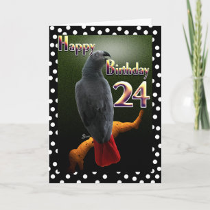 Carte Pois de perroquets afro-gris du Congo 24e Jour B