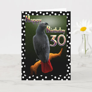 Carte Pois-points de perroquet afro-gris Congo 30e Jour