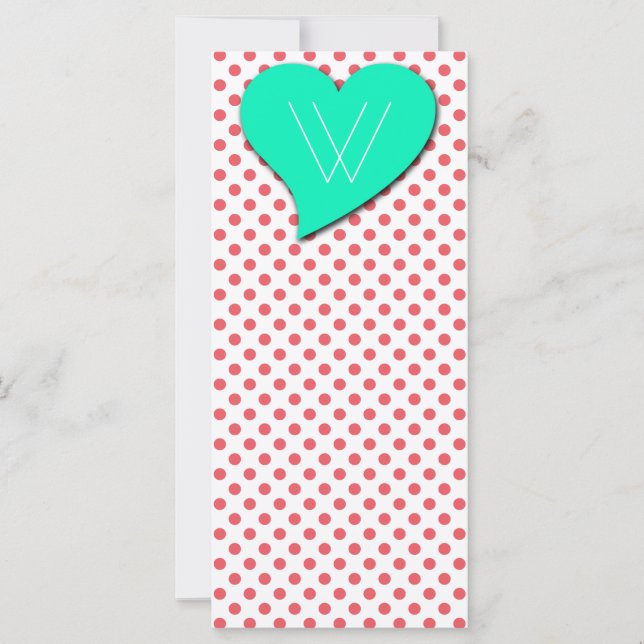 Carte Pois roses de corail - Monogramme par Shirley Tayl (Devant)