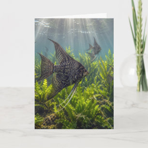 Carte Poisson-ange noir en dentelle pour anniversaire da