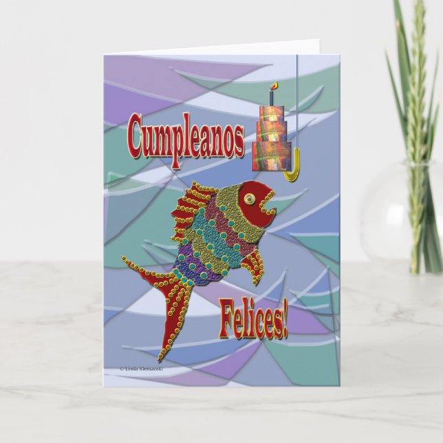 Carte Poisson Anniversaire Espagnol/Mexicain/Latine (Devant)