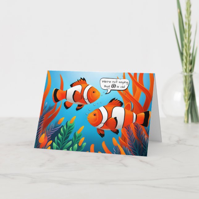 Carte Poisson clown 69e Humour d'anniversaire (Devant)