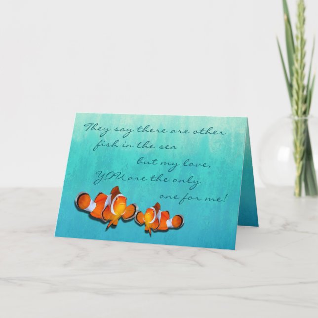 Carte Poisson Clown Amoureux Dans la Mer (Devant)