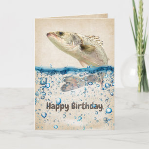 Carte Poisson d'anniversaire dans l'eau