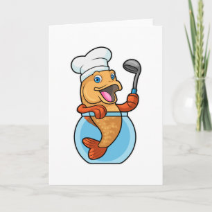 Carte Poisson dans un verre cuisinier avec cuillère à so