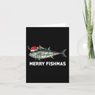 Carte Poisson de thon amusant Noël Santa Claus Xmas Pêch
