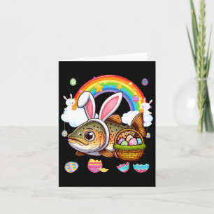 Carte Poisson de truite lapin Oeufs de chasse de Pâques 
