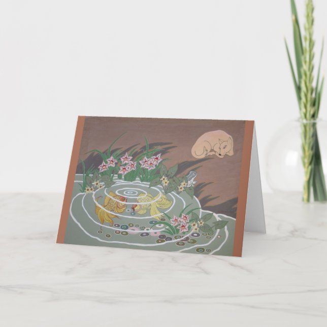 Carte Poisson d'or, chien et grenouille stylisés (Devant)