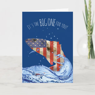 Carte poisson grand drapeau pour anniversaire